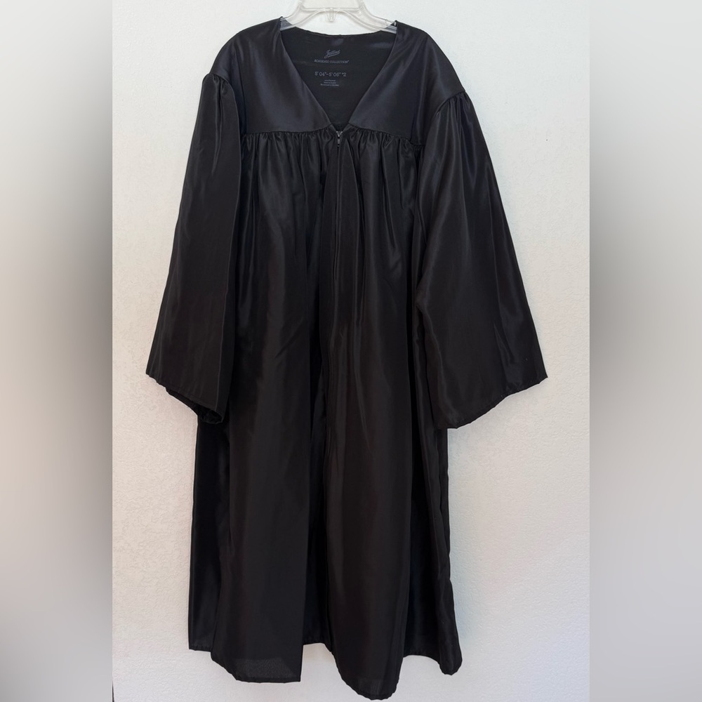 Black Graduation Gown - Classic V-Neck Academic Robe